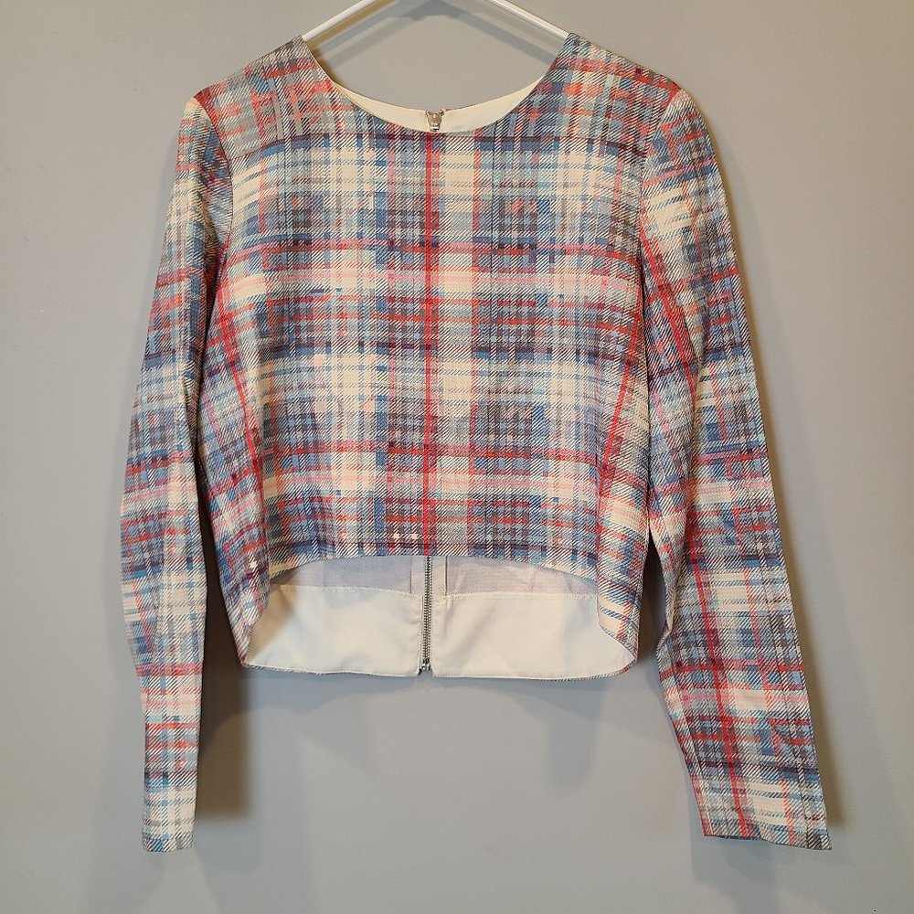 NICHOLAS Plaid Crop Top - Red, Blue, White